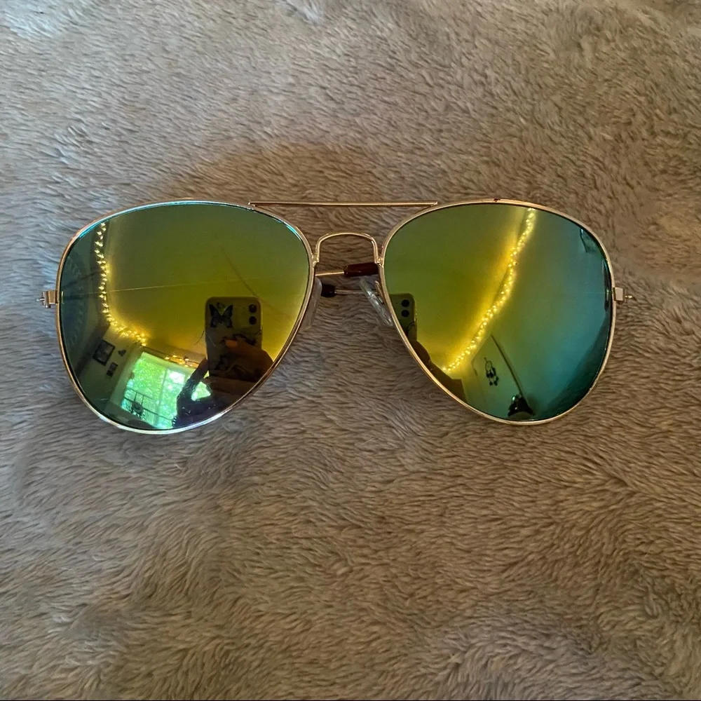 Aviator Reflector Wire Sunglasses
